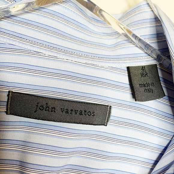 JOHN VARVATOS Blue Striped Button‎ Up Dress Shirt Long Sleeve Mens 41 / 16R - Picture 4 of 10